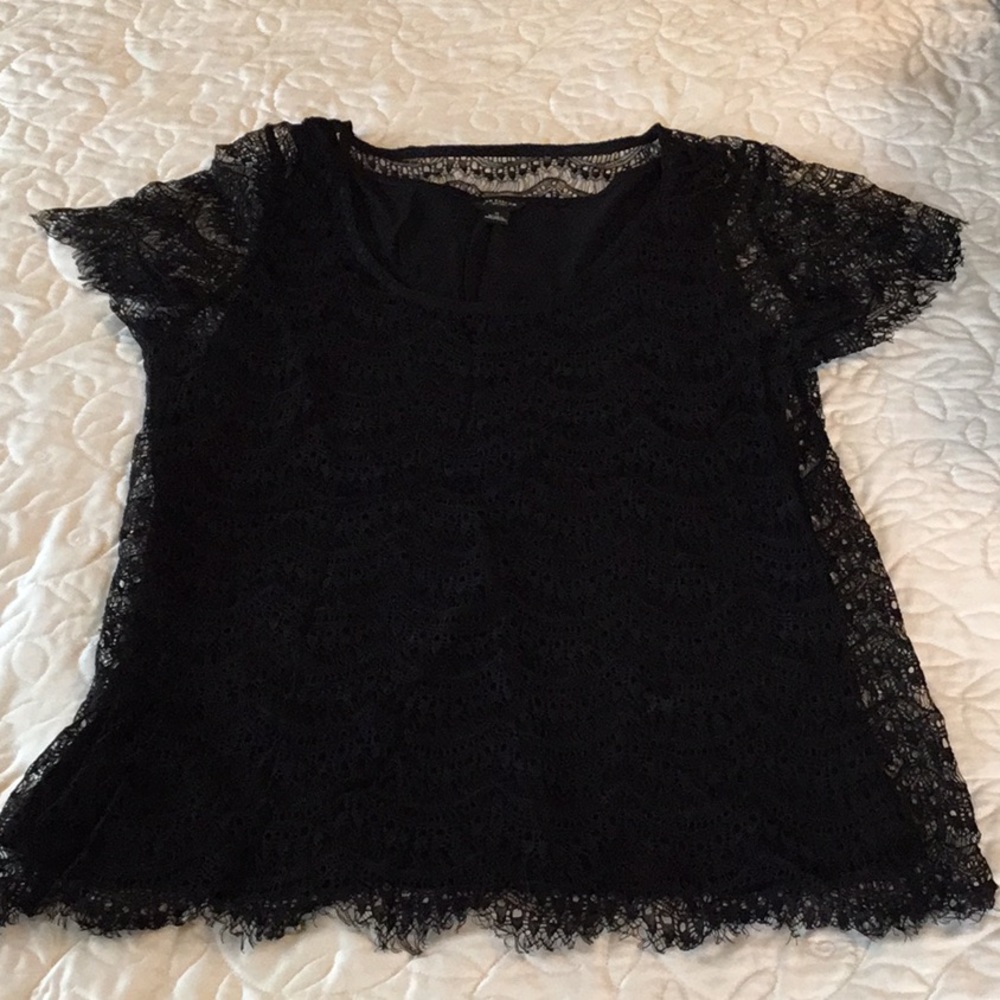 Ann Taylor Black Lace T-shirt